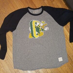 Original Retro Brand Gray and Black Long Sleeve Tee with Retro Graphic